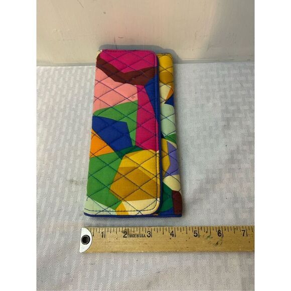 Vera Bradley wallet Blue Multi-color trifold magnetic zipper 9"x4.5" - Picture 2 of 4